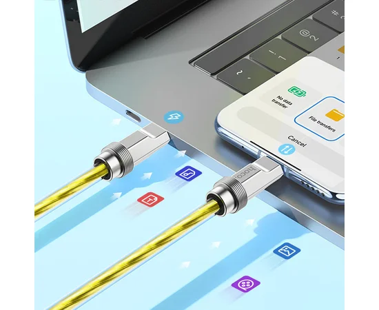 Дата кабель Hoco U113 Solid 100W Type-C to Type-C (1m) Gold