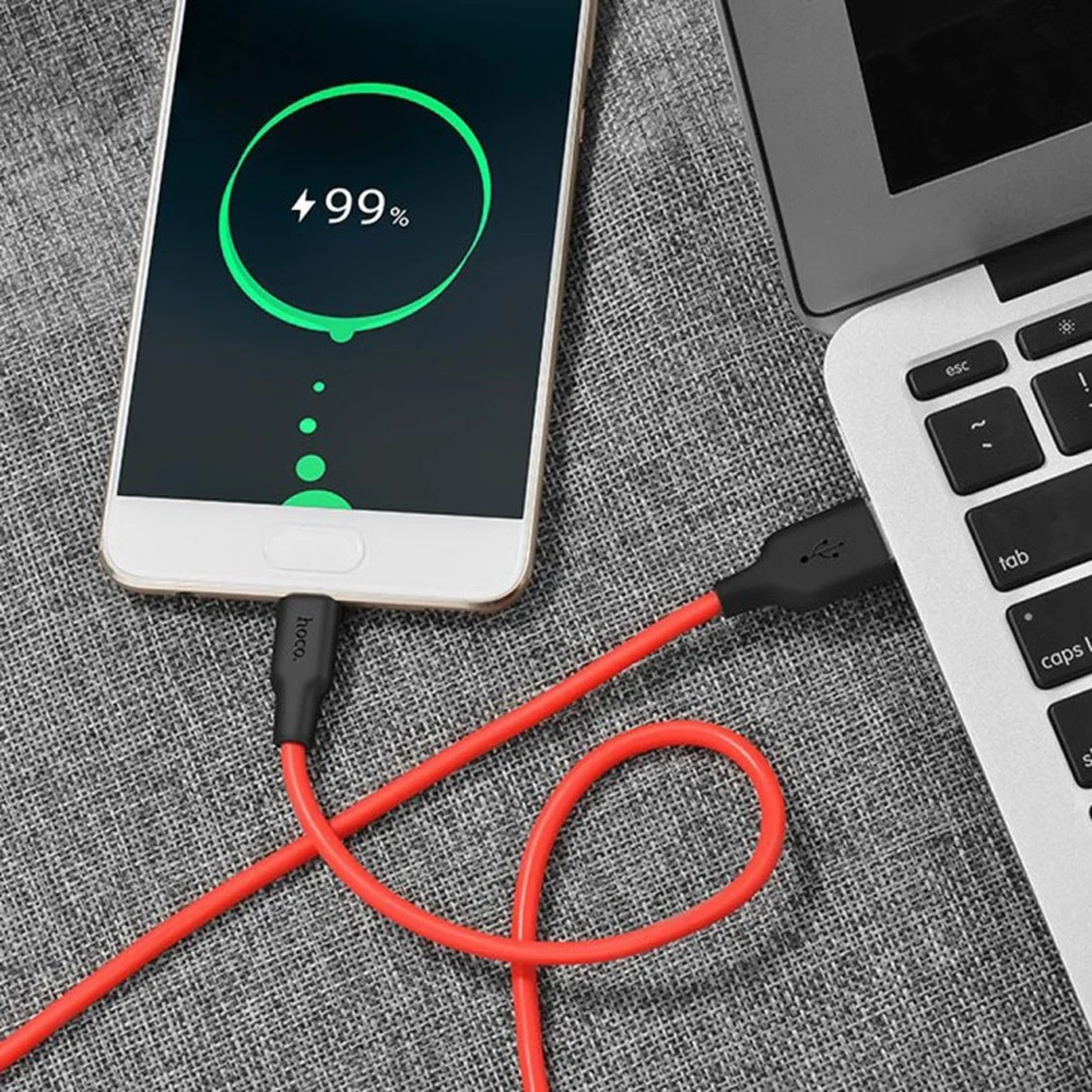 Дата кабель Hoco X21 Silicone Type-C Cable (1m) Черный / Красный