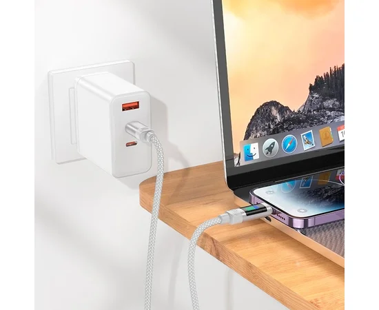 Дата кабель Hoco U126 Lantern 27W Type-C to Lightning (1.2m) Gray