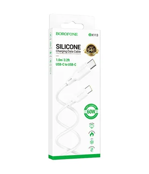 Дата кабель Borofone BX113 Lenny Type-C to Type-C 60W (1m) White