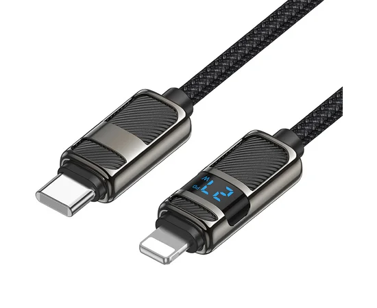 Дата кабель Hoco U137 Line with display Type-C to Lightning 27W (1.2m) Black