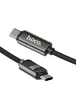Дата кабель Hoco U137 Line with display Type-C to Type-C 60W (1.2m) Black