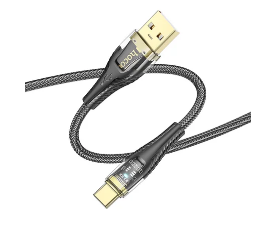 Дата кабель Hoco U121 Gold standard Transparent Discovery Edition USB to Type-C (1.2m) Black