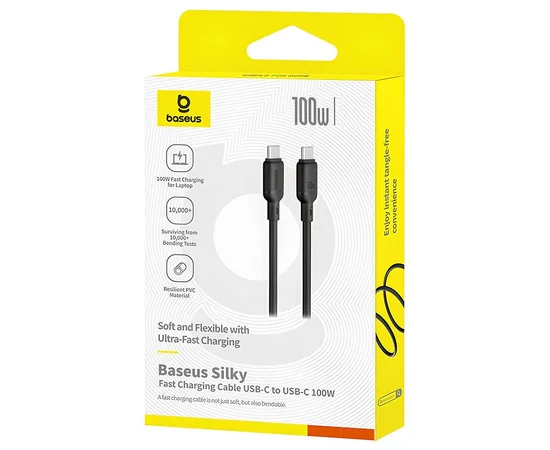 Дата кабель Baseus Silky Series OS Fast Charging Type-C to Type-C 100W (2m) (P10377704) Cluster Black