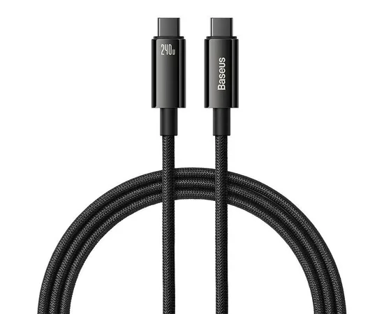 Дата кабель Baseus Tungsten Gold Type-C to Type-C Cable 240W (1m) (CAWJ04000) Black
