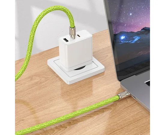 Дата кабель-шнурок Hoco GH7 Elegant Type-C to Type-C (1.8m) Fluorescent Green