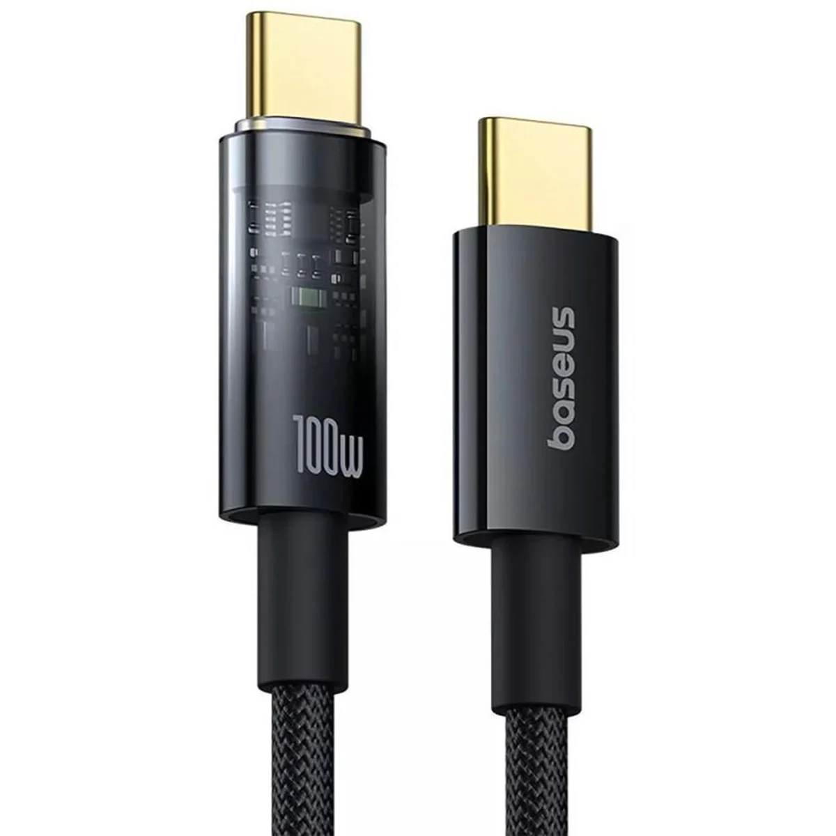 Дата кабель Baseus Explorer with Auto Shutdown Type-C to Type-C 100W (1m) (P103197031) Cluster Black