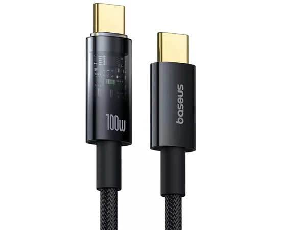 Дата кабель Baseus Explorer with Auto Shutdown Type-C to Type-C 100W (1m) (P103197031) Cluster Black