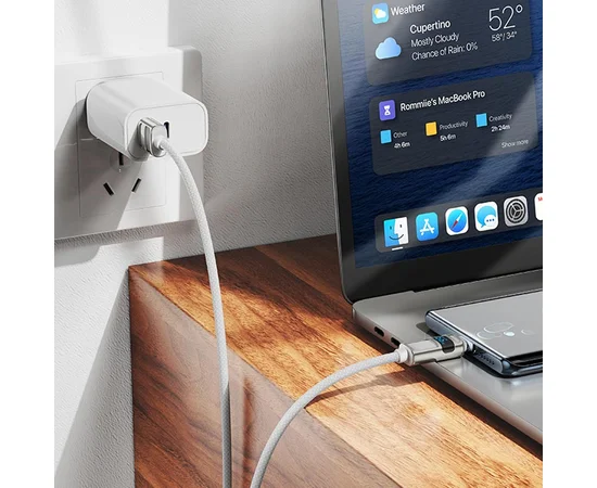 Дата кабель Hoco U137 Line with display USB to Type-C 5A/66W (1.2m) White