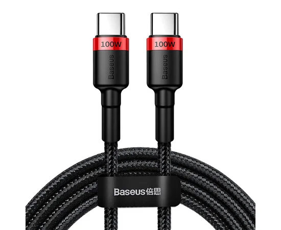 Дата кабель Baseus Cafule Type-C to Type-C PD2.0 100W (2m) (CATKLF-AL) Red / Black