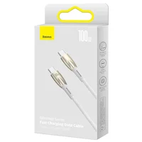 Дата кабель Baseus Glimmer Series Fast Charging Type-C to Type-C 100W 1m (CADH00070) White