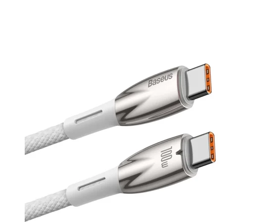 Дата кабель Baseus Glimmer Series Fast Charging Type-C to Type-C 100W 1m (CADH00070) White