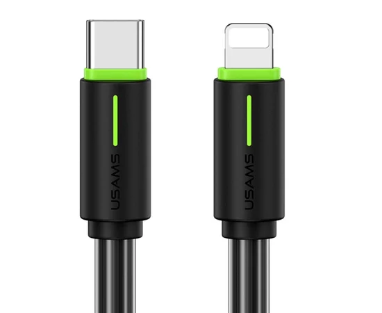 Дата кабель Usams US-SJ735 Bicolor Charging YR Ser. Type-C to Lightning 30W (1m) Black