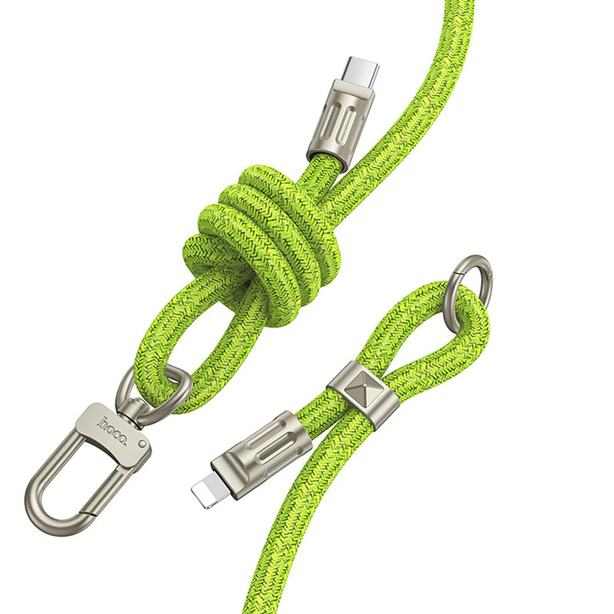 Дата кабель-шнурок Hoco GH7 Elegant Type-C to Lightning (1.8m) Fluorescent Green