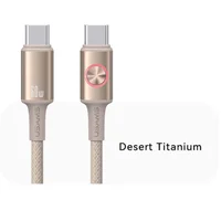 Дата кабель Usams US-SJ752 With Colorful Light Huan Ser. Type-C to Type-C 60W (1.2m) Desert Titanium
