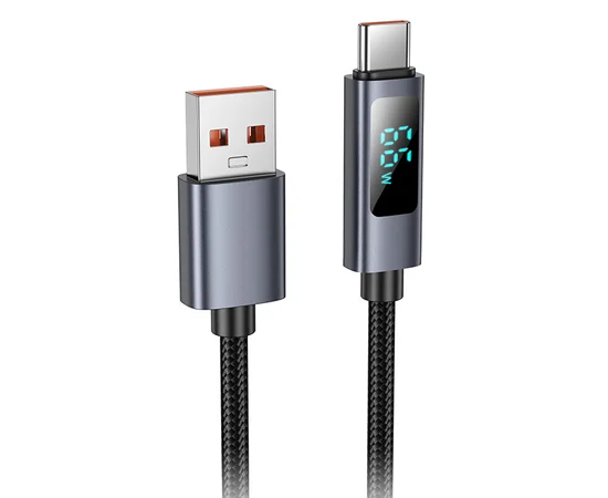 Дата кабель Hoco X112 Favor with display USB to Type-C 5A (1m) Black