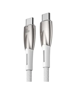 Дата кабель Baseus Glimmer Series Fast Charging Type-C to Type-C 100W 1m (CADH00070) White