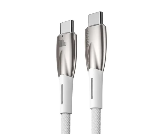 Дата кабель Baseus Glimmer Series Fast Charging Type-C to Type-C 100W 1m (CADH00070) White