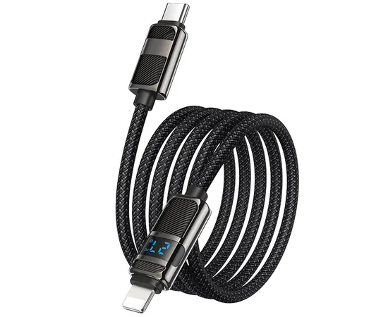 Дата кабель Hoco U137 Line with display Type-C to Lightning 27W (1.2m) Black