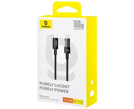 Дата кабель Baseus Gem Fast Charging Type-C to Type-C 100W (1m) (P10373000111) Cluster Black
