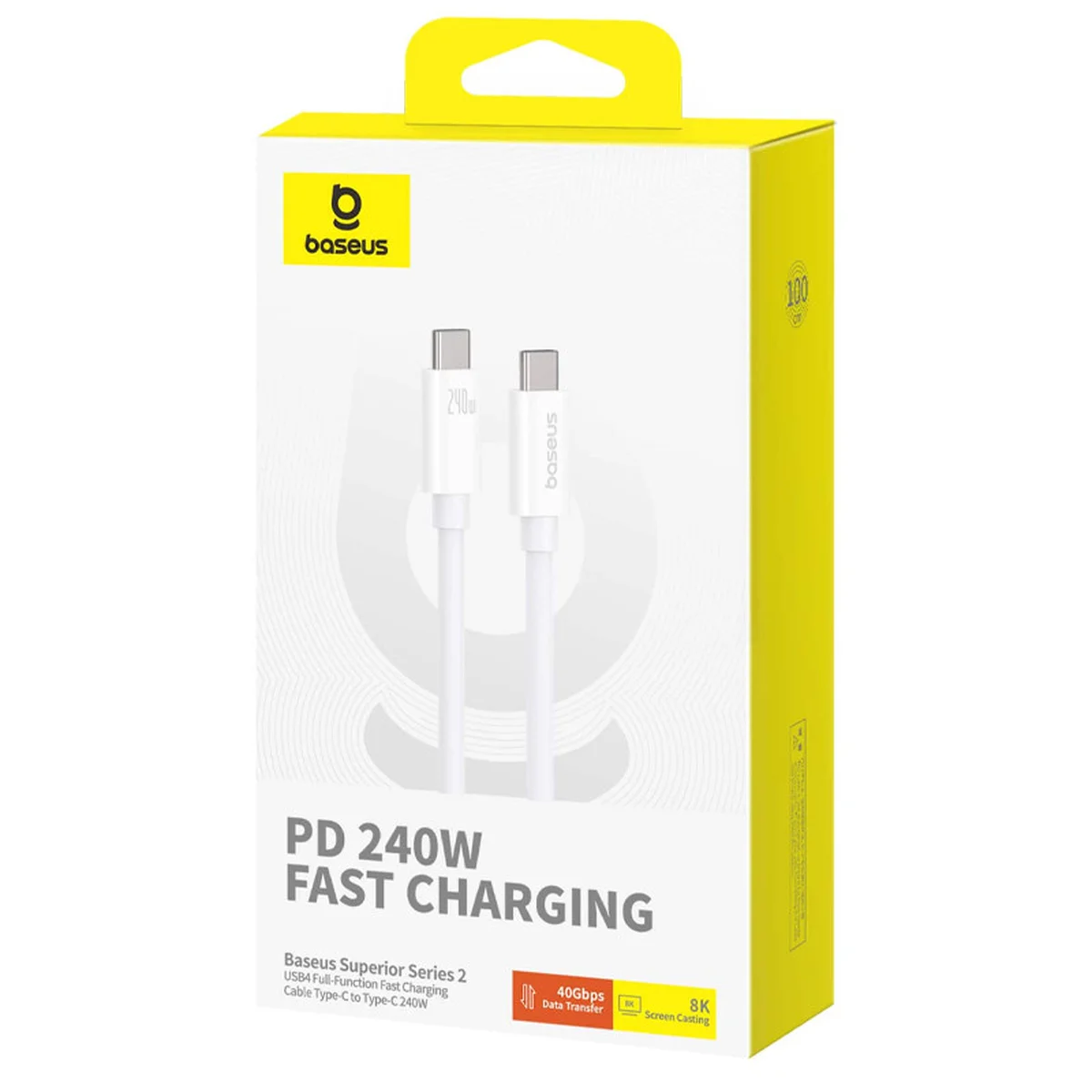 Дата кабель Baseus Superior Series 2 USB4 Full-Function Type-C to Type-C 240W (1m) (P10365200211) Moon White