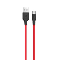 Дата кабель Hoco X21 Silicone Type-C Cable (1m) Черный / Красный