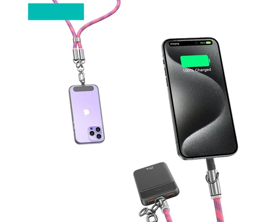 Дата кабель-шнурок Usams US-SJ745 Type-C to Type-C 60W (1.2m) Pink