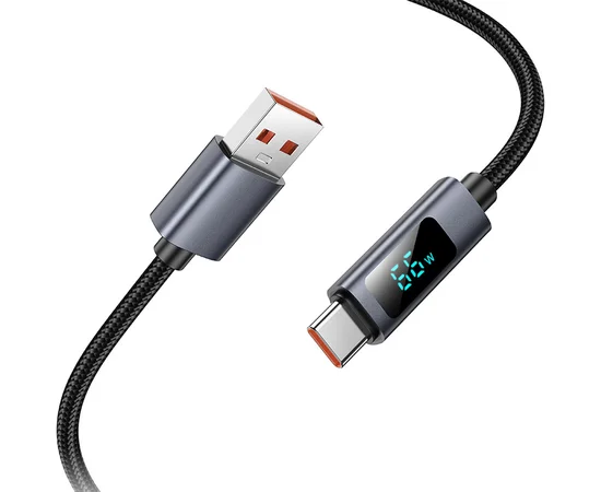 Дата кабель Hoco X112 Favor with display USB to Type-C 5A (1m) Black