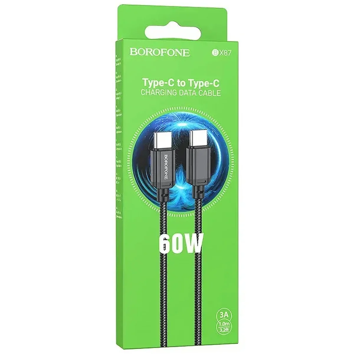 Дата кабель Borofone BX87 Type-C to Type-C 60W (1m) Black