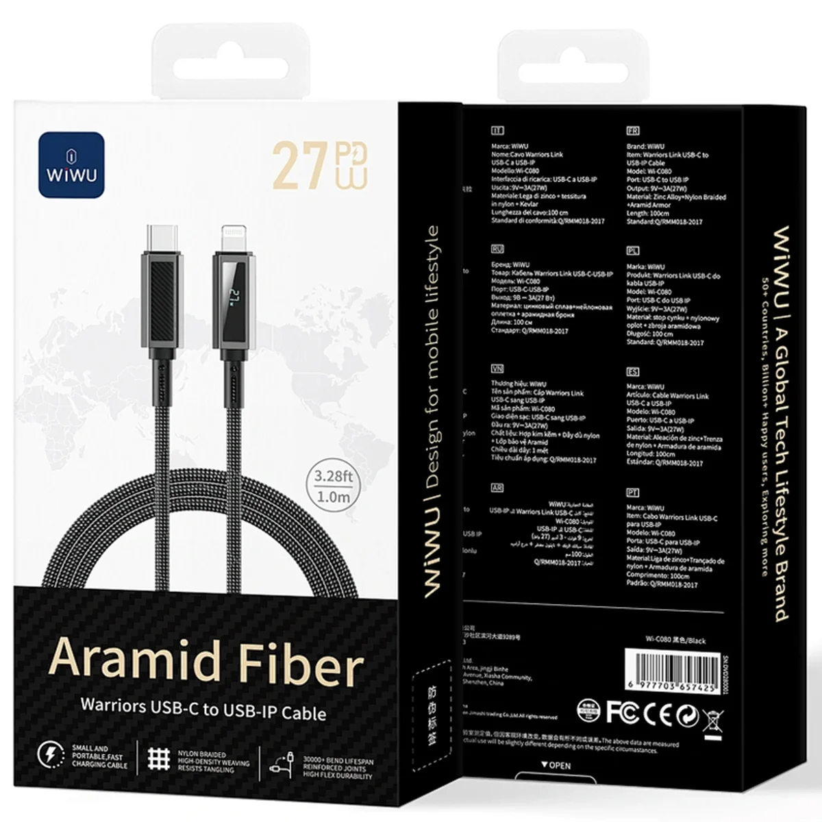 Дата кабель WIWU C080 Warriors Type-C to Lightning 27W (1m) Black