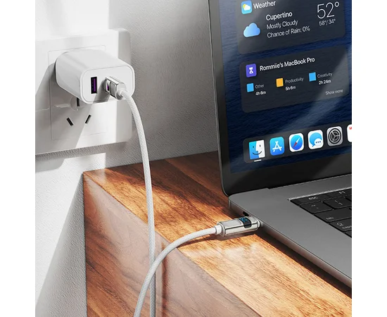 Дата кабель Hoco U137 Line with display Type-C to Type-C 60W (1.2m) White