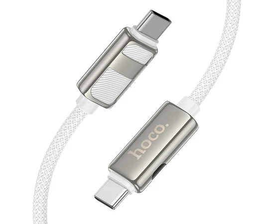 Дата кабель Hoco U137 Line with display Type-C to Type-C 60W (1.2m) White