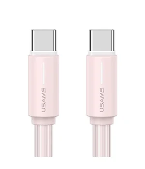 Дата кабель Usams US-SJ734 Bicolor Charging YR Ser. Type-C to Type-C 60W (1m) Pink
