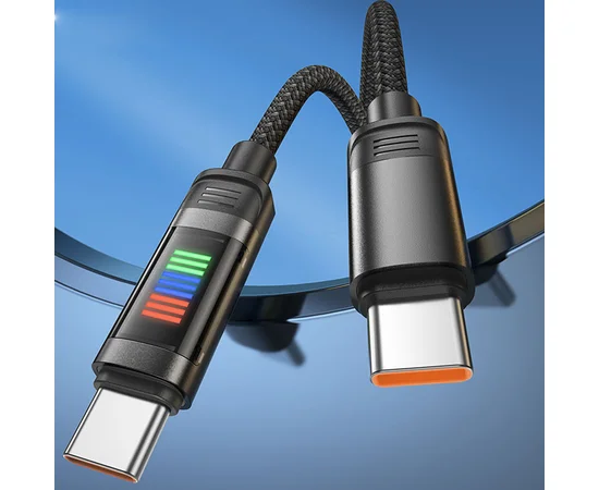 Дата кабель Hoco U126 Lantern 100W Type-C to Type-C (1.2m) Black