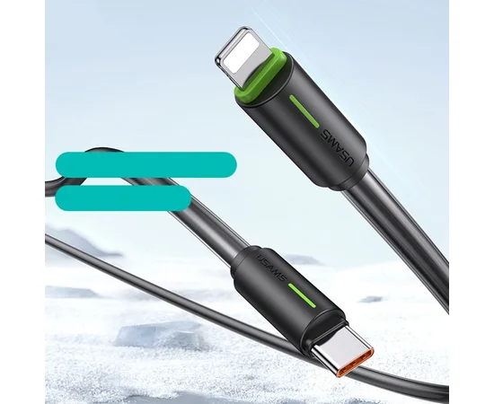 Дата кабель Usams US-SJ735 Bicolor Charging YR Ser. Type-C to Lightning 30W (1m) Black