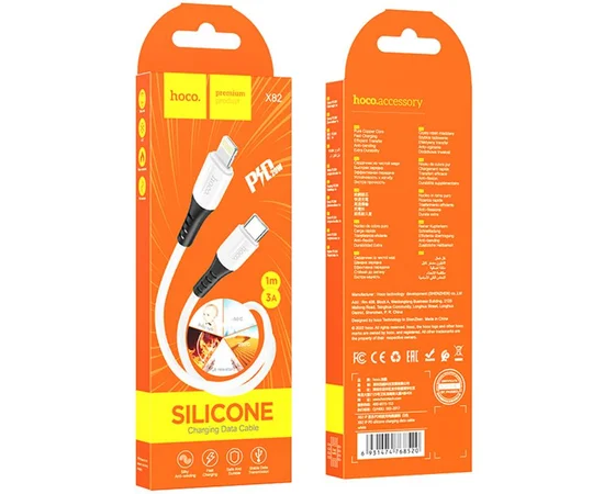 Дата кабель Hoco X82 Silicone Type-C to Lightning 20W (1m) White