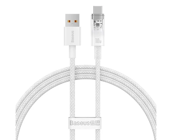 Дата кабель Baseus Explorer USB to Type-C 100W with Smart Temperature Control (1m) (CATS01040) White