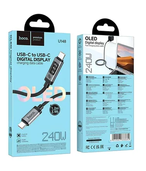 Дата кабель Hoco U148 Lord with display Type-C to Type-C 100W (1.2m) Black
