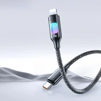 Дата кабель Usams US-SJ749 With Colorful Light TC Ser. Type-C to Lightning 30W (1.2m) Tarnish