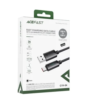 Дата кабель Acefast C19-04 USB-Type-C 3A (1.2m) Black