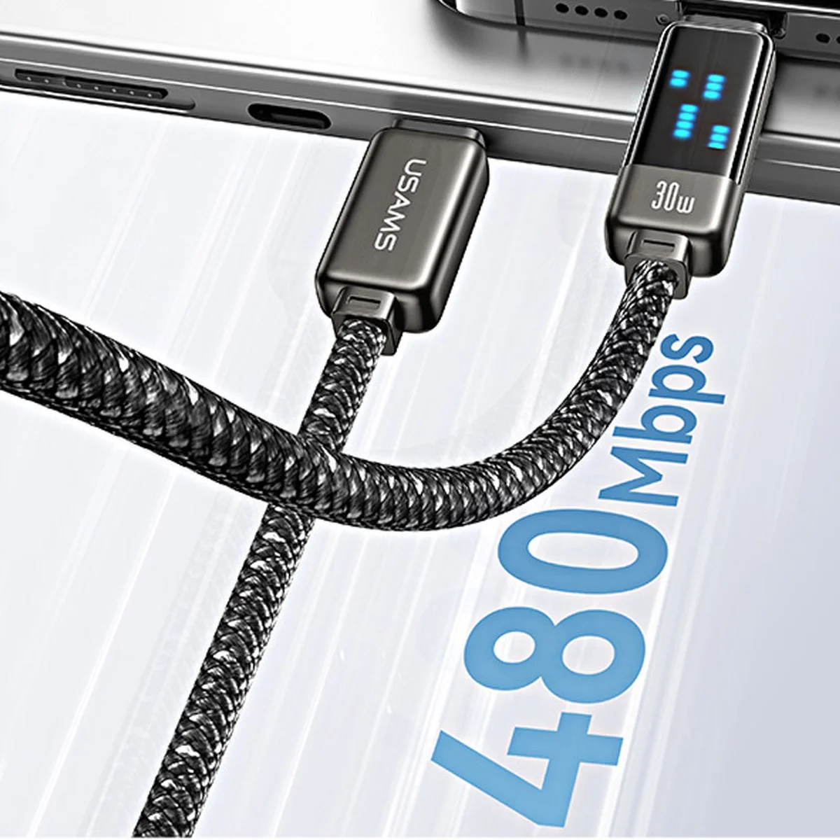 Дата кабель Usams US-SJ743 Meteor Ser. Type-C to Lightning 30W (1.2m) Tarnish