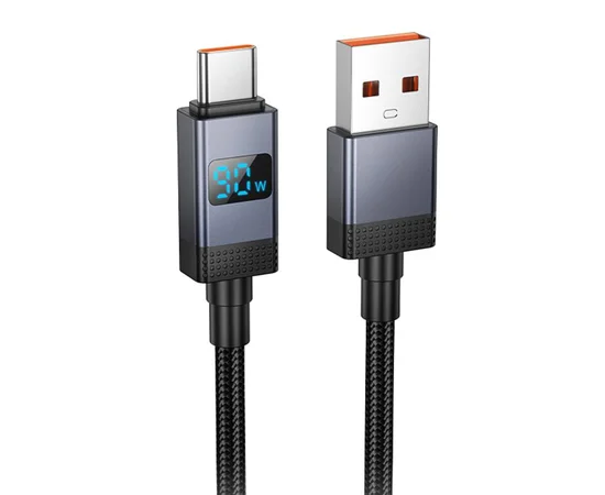 Дата кабель Hoco X118 Generous with display USB to Type-C 5A (1m) Black