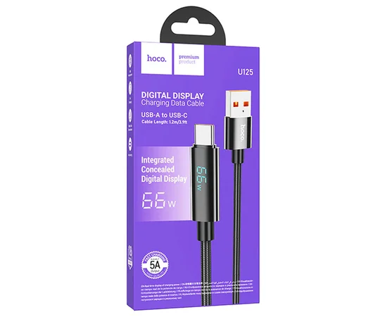 Дата кабель Hoco U125 Benefit 5A USB to Type-C (1.2m) Black