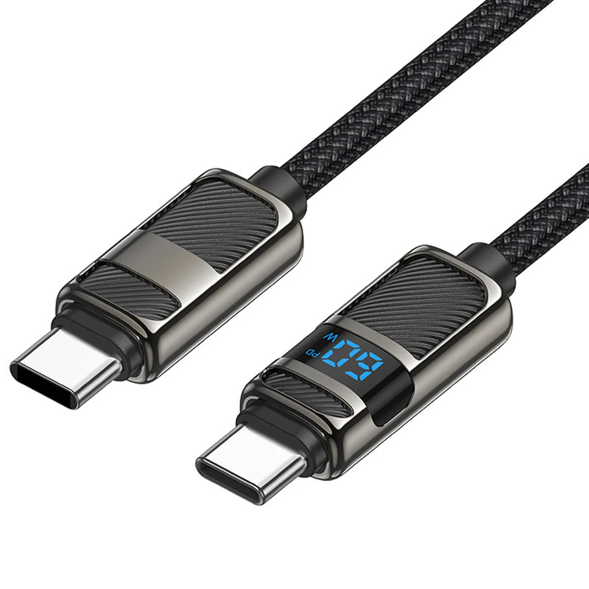 Дата кабель Hoco U137 Line with display Type-C to Type-C 60W (1.2m) Black