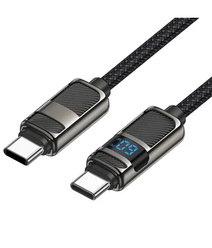 Дата кабель Hoco U137 Line with display Type-C to Type-C 60W (1.2m) Black