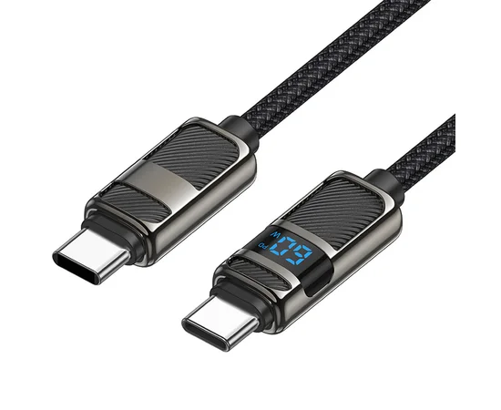 Дата кабель Hoco U137 Line with display Type-C to Type-C 60W (1.2m) Black