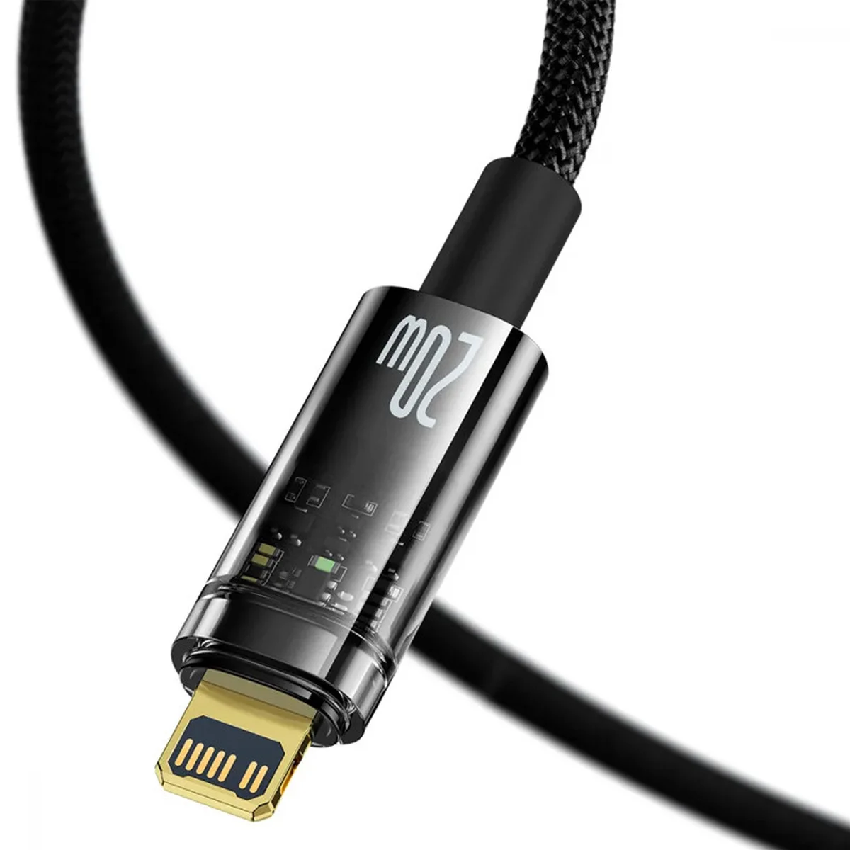 Дата кабель Baseus Explorer Auto Power-Off Fast Charging Type-C to Lightning 20W (1m) (CATS000001) Black