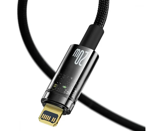 Дата кабель Baseus Explorer Auto Power-Off Fast Charging Type-C to Lightning 20W (1m) (CATS000001) Black