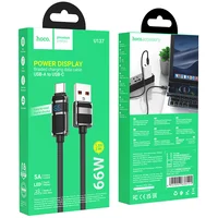 Дата кабель Hoco U137 Line with display USB to Type-C 5A/66W (1.2m) Black