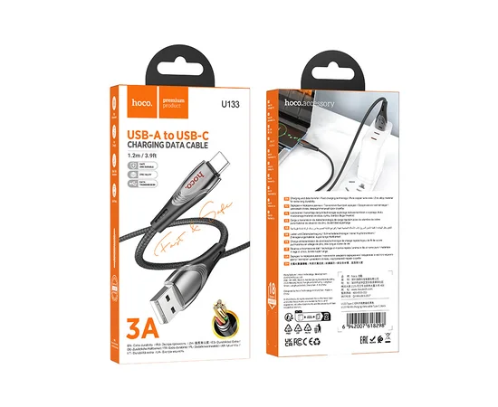 Дата кабель Hoco U133 Monte USB to Type-C (1.2m) Black